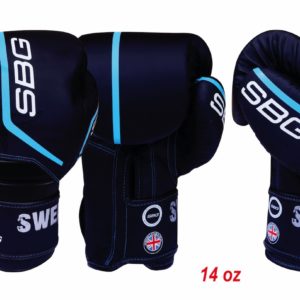 SBG 14 oz Velcro PU Gloves - Black/Blue