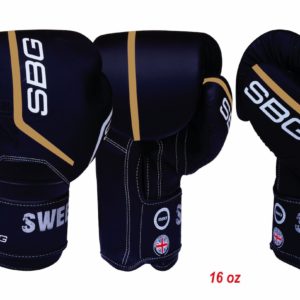 SBG 16 oz Velcro PU Training & Sparring Gloves - Black & Gold