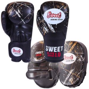 Junior Gloves & Boxing Pads Bundle (in 4 Colours) - Black, 6oz