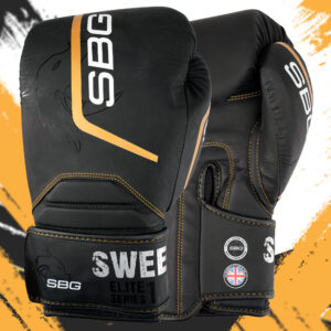 SBG 16 oz Velcro PU Gloves – Black & Gold